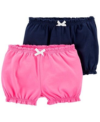 Baby Girls 2-Pk. Cotton Pull-On Bubble Shorts