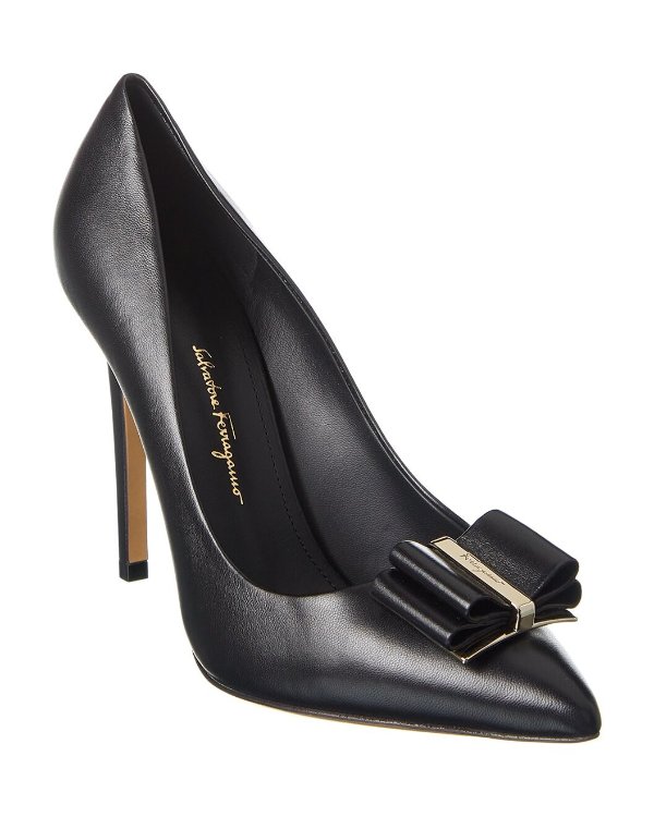 Double Bow Leather Pump