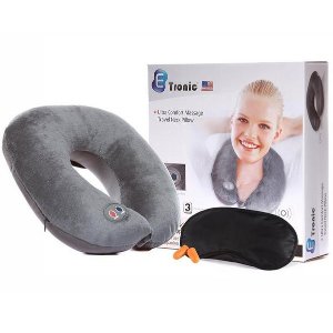 Etronic Ultra Comfort Massage Travel Neck Pillow ET-105 - 6 Massage Modes - Headrest Strap - CE Certified