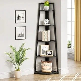 70 inch Tall Corner Shelves, 5 Tier Corner Bookshelf and Bookcase
