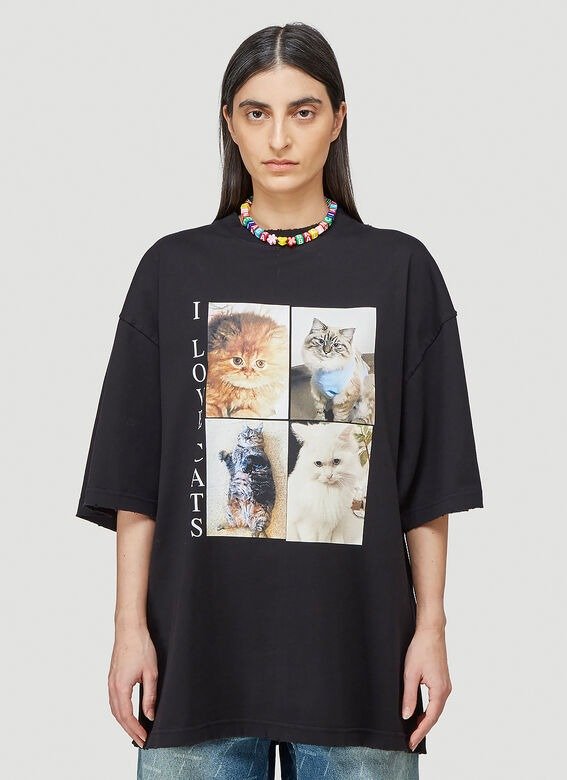 I Love Cats XL T-Shirt in Black