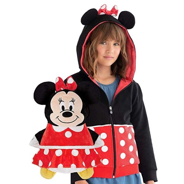 Minnie Mouse - 2-in-1 Transforming Hoodie and Soft Plushie - Red and Black