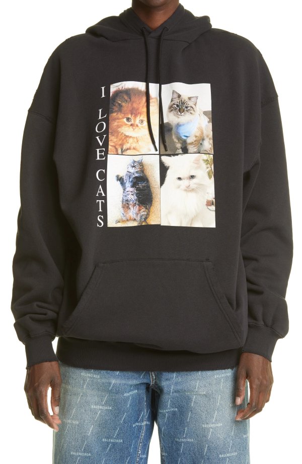 I Love Cats Cotton Hoodie