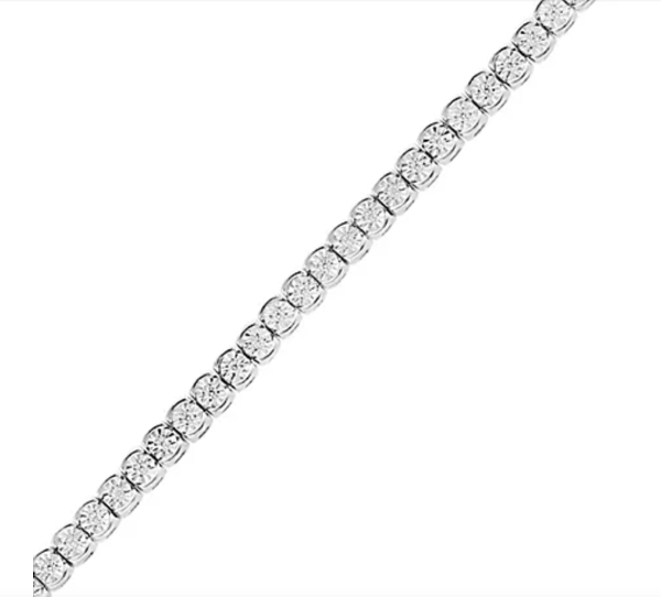 Sterling Silver 1/2 ct. t.w. Diamond Illusion Tennis Bracelet