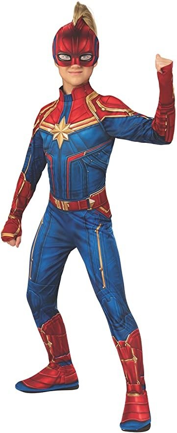 Captain Marvel Hero Costume Suit, Medium Blue/Red