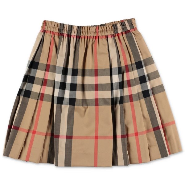 Check Print Pleated Skirt