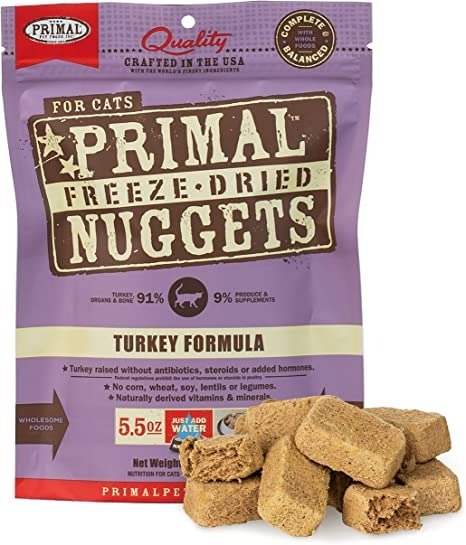 Freeze Dried Cat Food Nuggets, Turkey Formula (5.5 & 14 oz) - Raw Kitten Food, Organic Produce, Grain Free