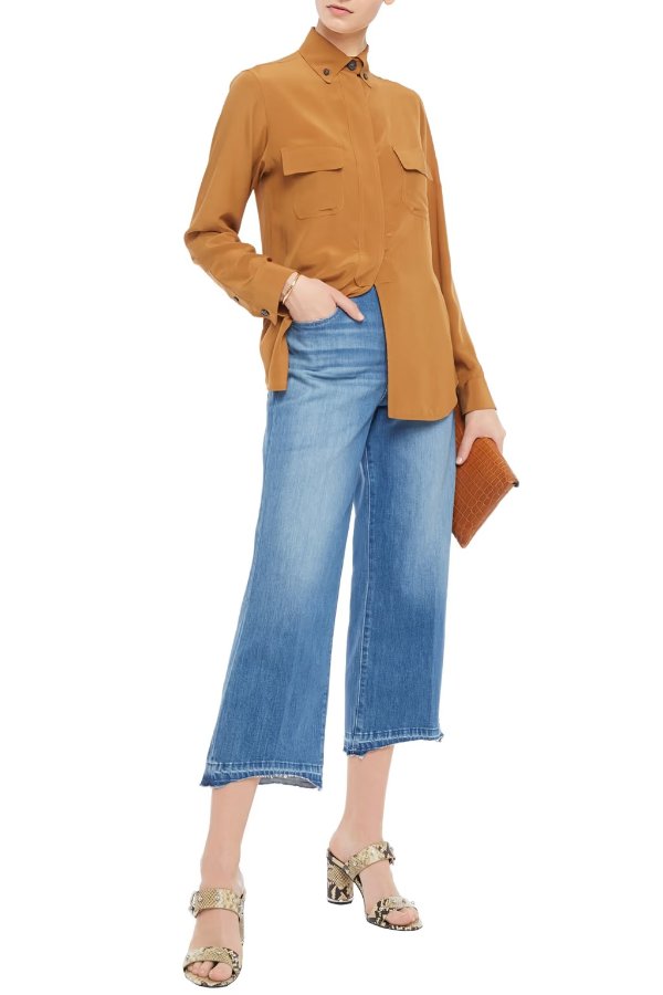 Joan cropped faded high-rise wide-leg jeans