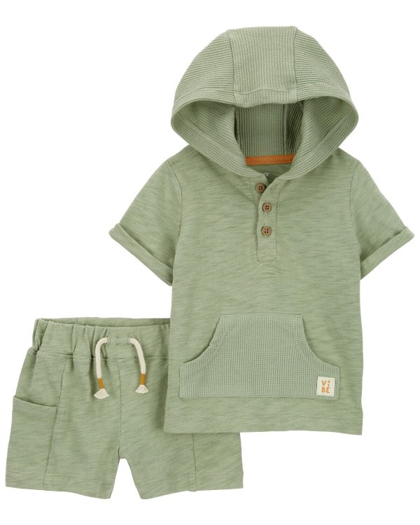 Baby 2-Piece Slub Jersey Hooded Tee & Short Set