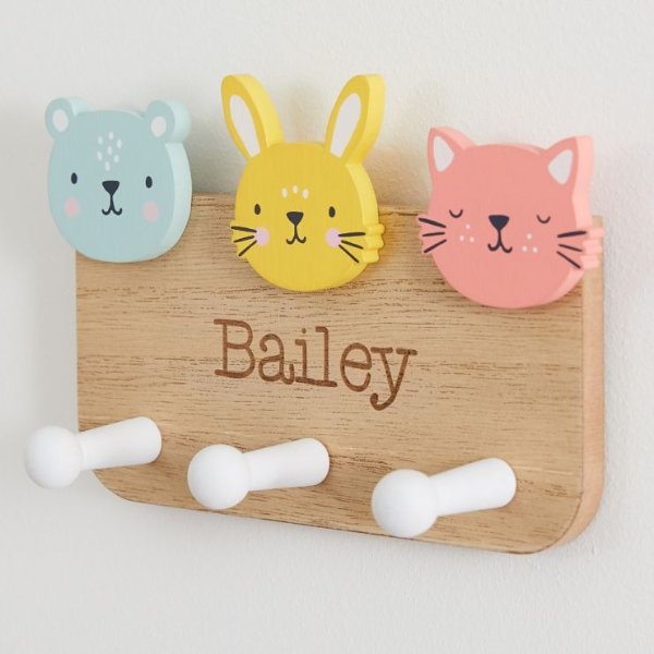 Personalized Furry Friends Coat Hooks Welcome %1