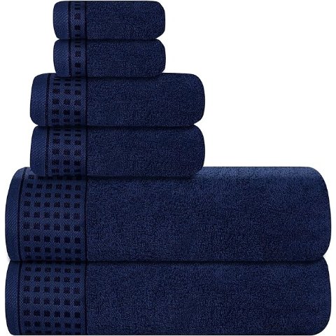 100%纯棉毛巾6件套 海军蓝色