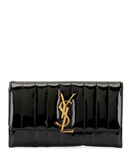 Vicky Monogram YSL Quilted Patent Continental Organizer Wallet