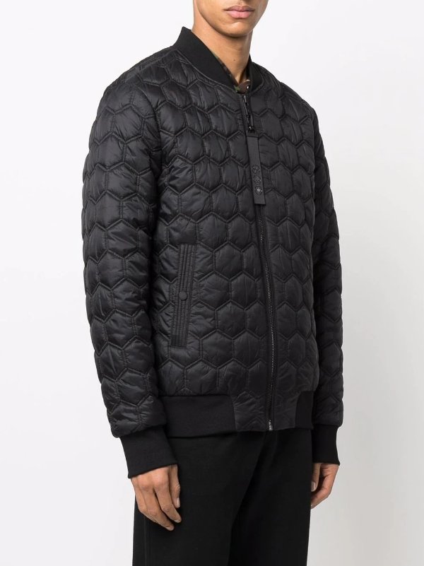 honeycomb-quilted logo-patch jacket