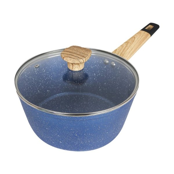 CONCORD Art of Cooking 3Qt. Granite Nonstick Coated Cast Aluminum Pot with Lid Saucepan Induction Compatible #Ocean Blue