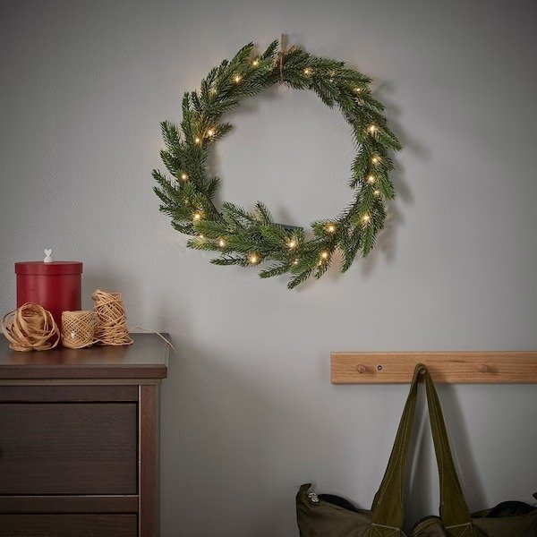 STRALA LED wreath, artificial, 133/4" - IKEA