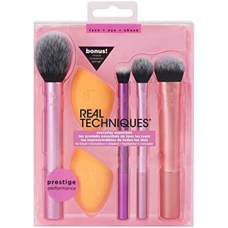 Makeup Brush Set with 2 Sponge Blenders for Eyeshadow, Foundation, Blush, and Concealer, 6 Piece Makeup Brush Set