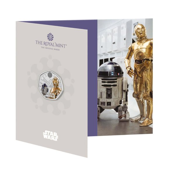 星球大战 R2-D2 和 C-3PO 2023 UK 50p 彩色纪念币