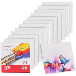 Artlicious Canvases for Painting - Pack of 12, 5 x 5 Inch