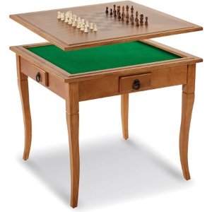MD Sports Solid Wood Gaming Table with Table Top, Chess, Mahjong, Card, Poker Games