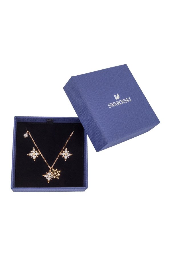 Symbolic Star CZ & Swarovski Crystal Necklace & Earrings Set