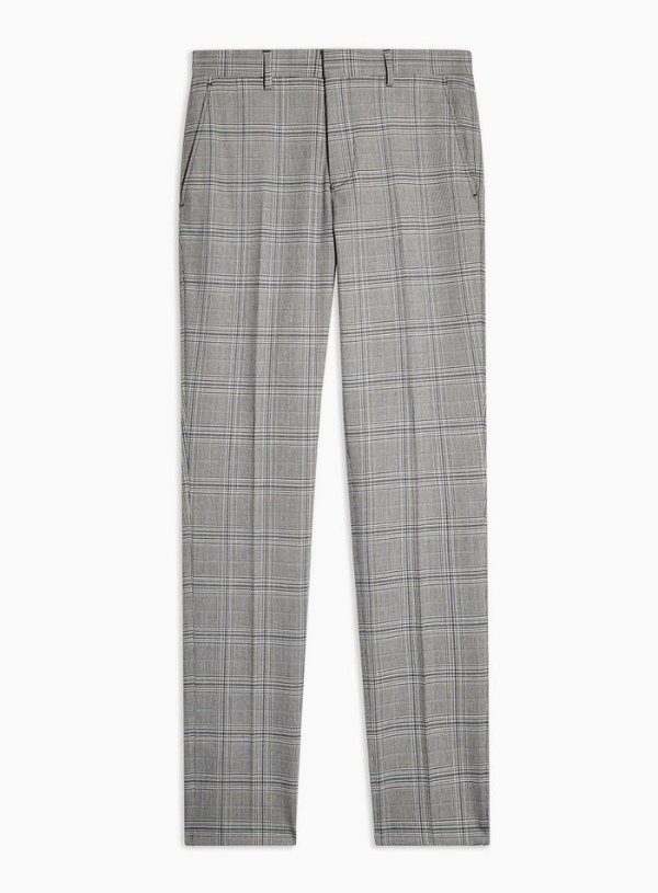 SELECTED HOMME Light Gray Check Pants
