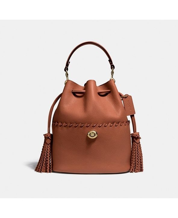 Lora Leather Bucket Bag With Whipstitch Detail
