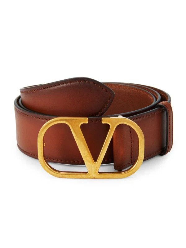 ​V Logo Leather Belt