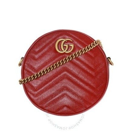 Gg Marmont Mini Leather Round Shoulder Bag