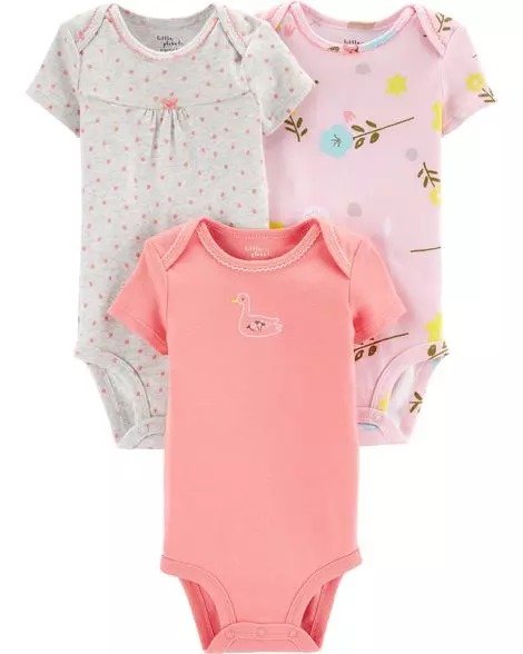 3-Pack Floral Certified Organic Bodysuits