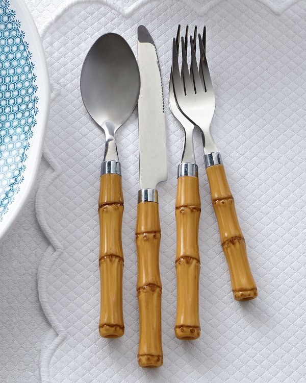 Light Bamboo-Style 20-Piece Flatware Set, Service for 4