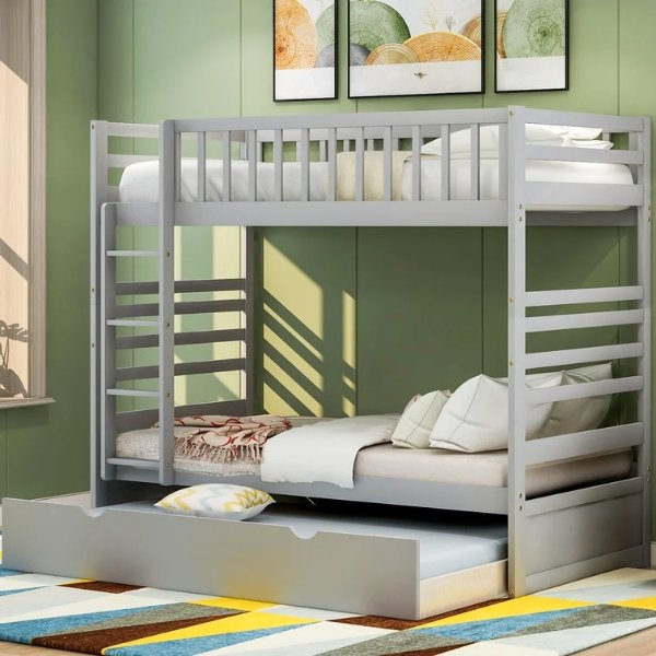 Brij Twin Over Twin Standard Bunk Bed with Trundle by Harriet Bee