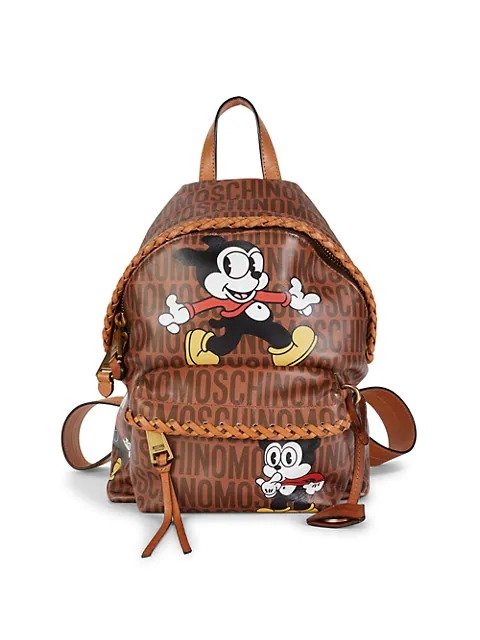 Mickey Mouse Logo-Print Leather Backpack