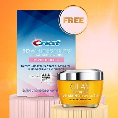 OLAY and Crest Gift Set | Vitamin C + Peptide 24 Face Moisturizer and Crest 3D Whitestrips