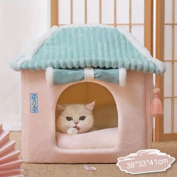 Cat House Cats Bed Winter Cozy Pet House Dogs Soft Cat Nest Cat Sleeping Cave For Cat Dog Puppy Warm Tents Removable Cat Bed