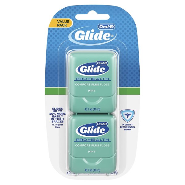 Glide Pro-Health Comfort Plus Dental Floss, Mint, 40 M, Pack of 2