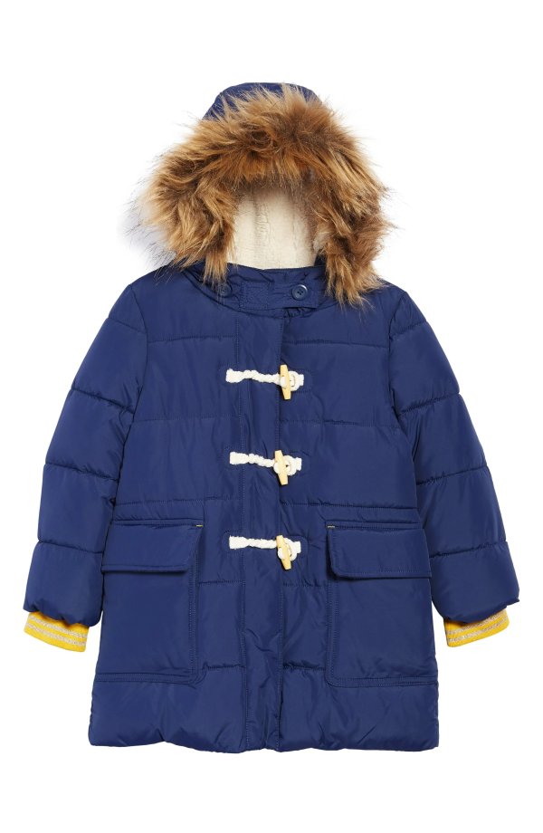 Kids' Padded Faux Fur Hooded Jacket