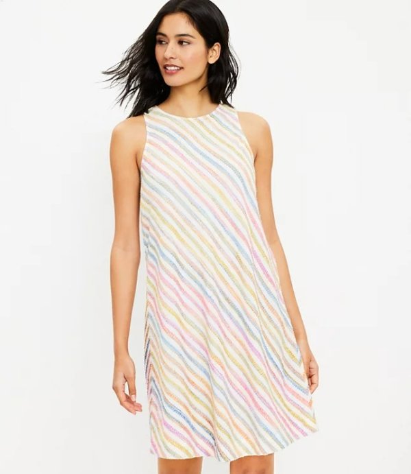 Lou & Grey Rainbow Stripe Swing Dress | LOFT
