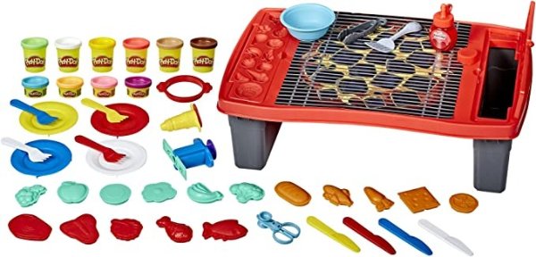Kitchen Creations Big Grill Playset 40-Piece BBQ Toy for Kids 3 Years and Up with Non-Toxic Drizzle and 10 Colors (Amazon Exclusive)