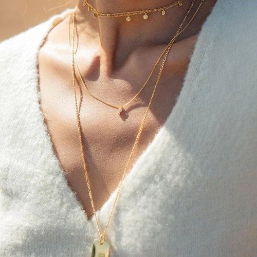 Double Diamond Necklace in Gold