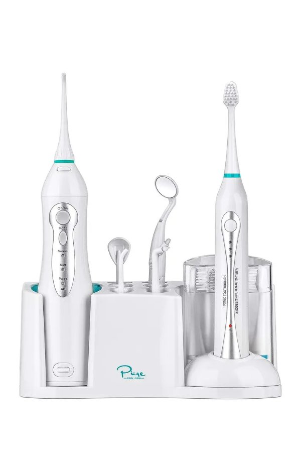 AquaSonic Home Dental Center Ultra Sonic Rechargeable Electric Toothbrush & Smart Water Flosser