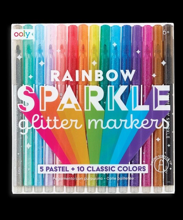 Rainbow Sparkle Glitter Marker - Set of 15
