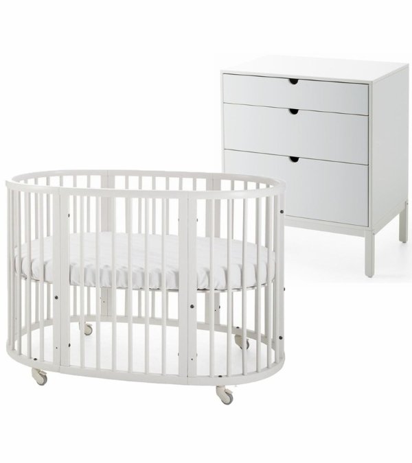 Sleepi Crib + Home Dresser Bundle - White / White