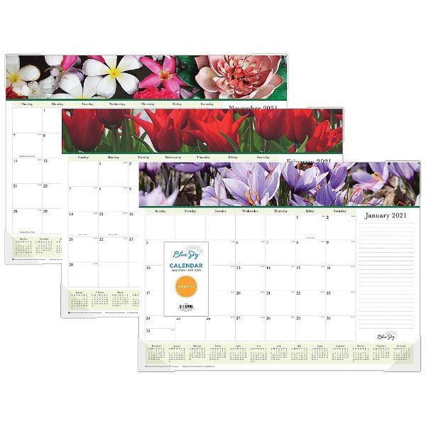 2021 Blue Sky 22" x 17" Desk Pad Calendar, Floral Multi, Multicolor (117901-21)