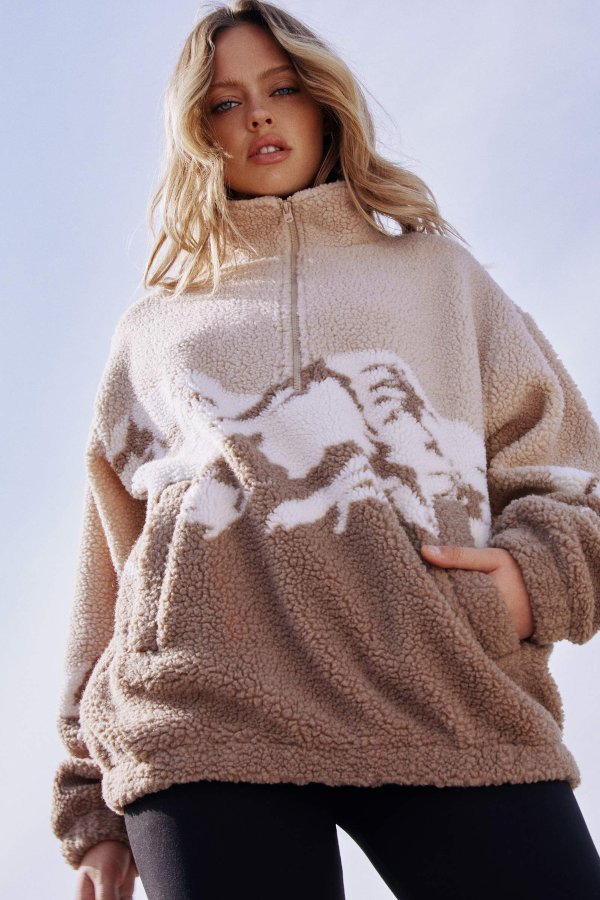 Mountain Print Sherpa Sweatshirt | Ardene