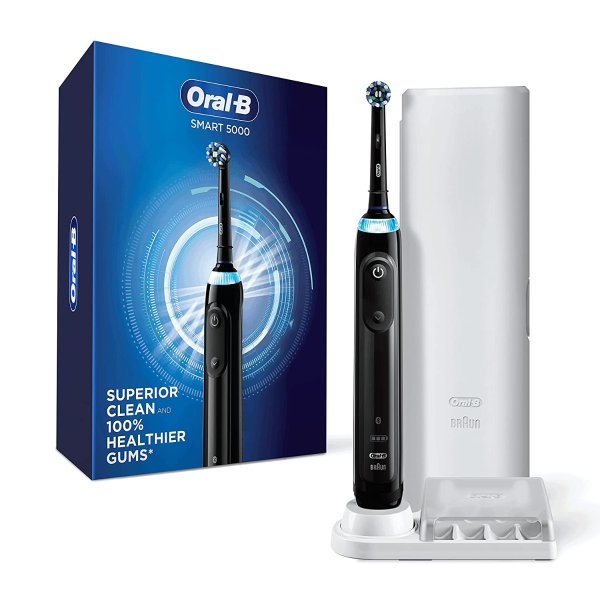 Pro 5000 Smartseries Power Rechargeable Electric Toothbrush with Bluetooth Connectivity, Black Edition