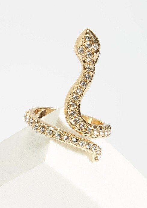 Gold Rhinestone Snake Ring