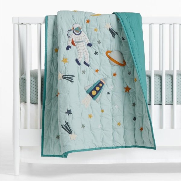 Space Party Modern Organic Outer Space Baby Crib Quilt + Reviews | Crate & Kids