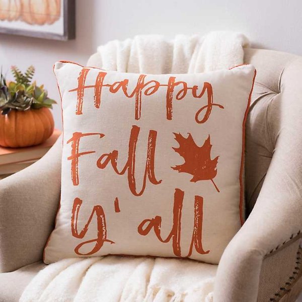 Happy Fall Y'all Leaf Pillow