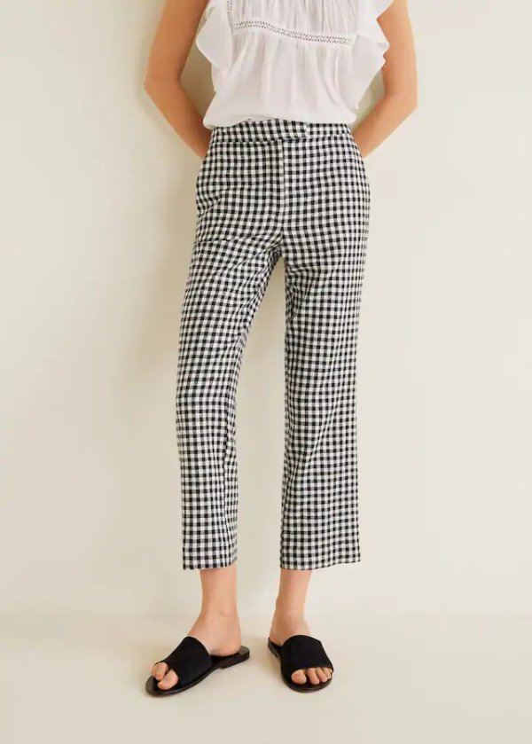 Straight linen-blend trousers - Women | Mango USA