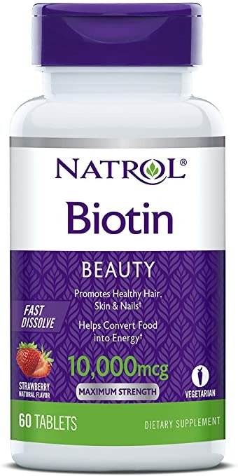 Biotin Beauty Tablets, Promotes Healthy Hair, Skin & Nails, Helps Support Energy Metabolism, Helps Convert Food Into Energy, 10,000mcg, 60Count, Strawberry